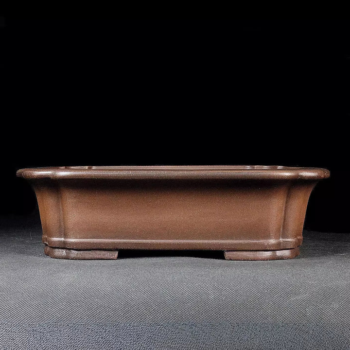 9.4 inch (24cm) Rectangular Scalloped Cornered Premium Unglazed Bonsai Pot