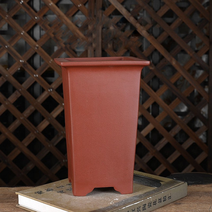 9.5" (24.3cm) Deep Unglazed Square Traditional Cascade Bonsai Pot Brown Color