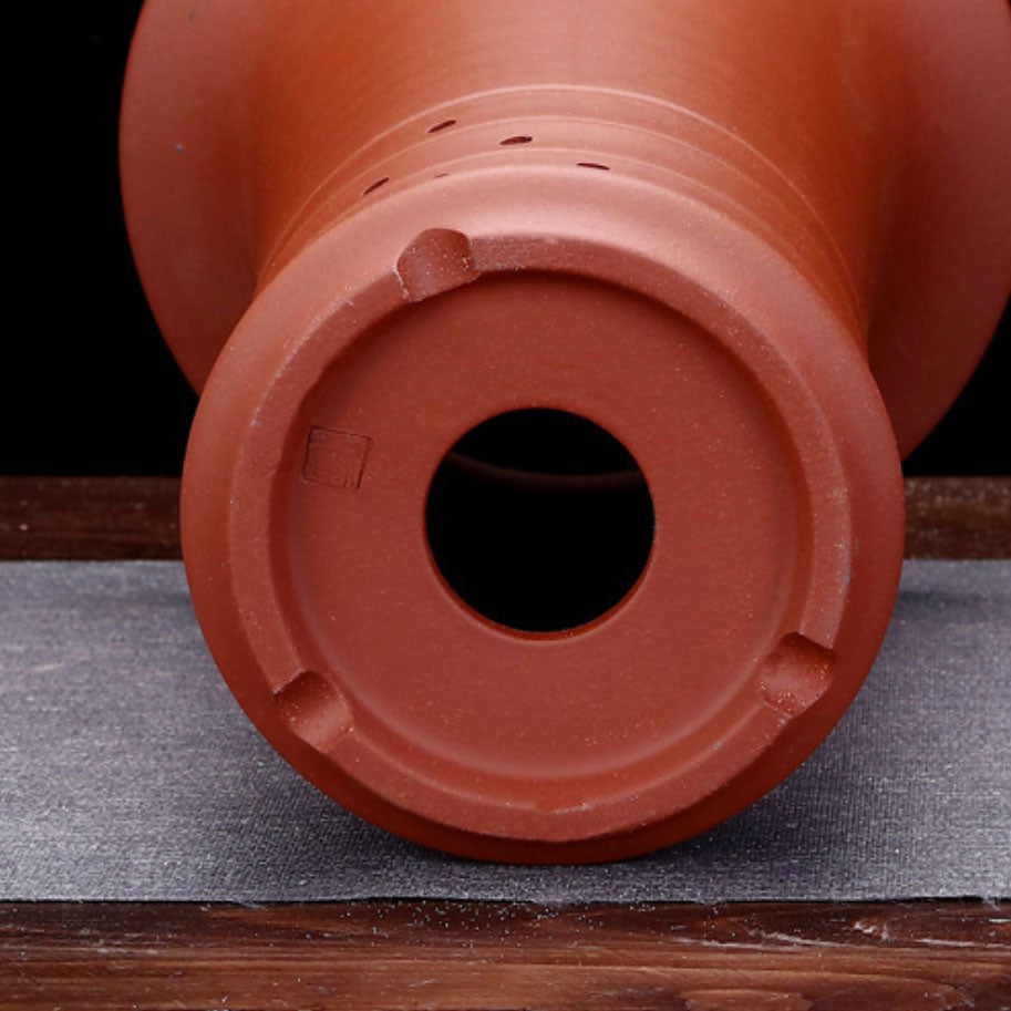 9.6" (24.5cm) Deep Round Flared Bamboo-Joint Like Cascade Bonsai Pot Bottom View