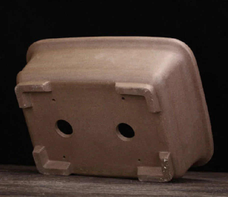 9.6" (24.5cm) Rectangular Classic Yixing Clay Unglazed Bonsai Pot Bottom View