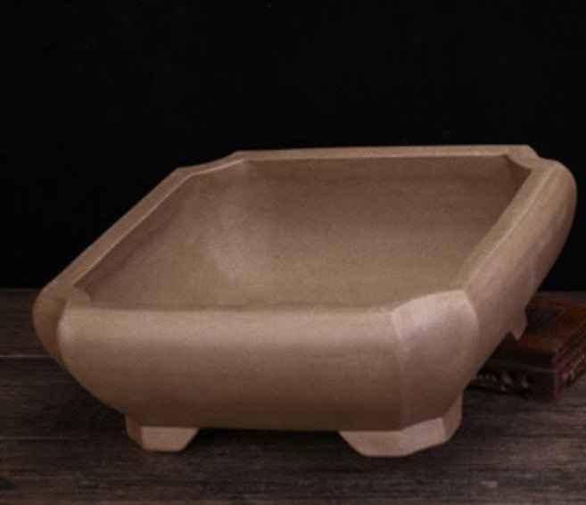9.6" (24.6cm) Handmade Traditional Square Corner-Cut Bonsai Pot