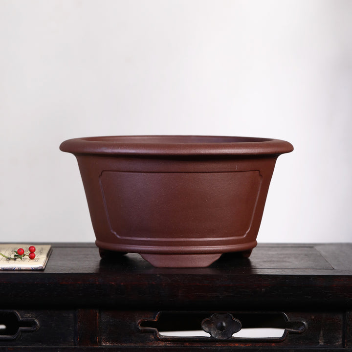 9.6 inch (24.5cm) Large 5.2 inch (13.4cm) Deep Flared Round Semi Cascade Bonsai Pot