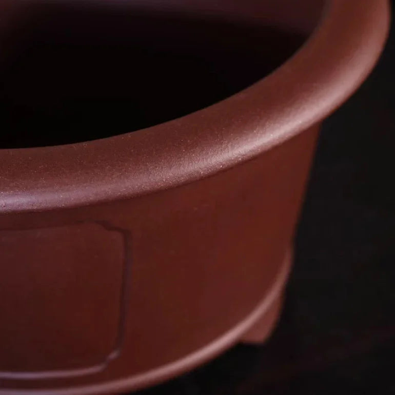 9.6 inch (24.5cm) Large 5.2 inch (13.4cm) Deep Flared Round Semi Cascade Bonsai Pot Close Shot