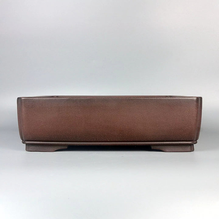 9.6 inch (24.5cm) Rectangular Indented Corner Unglazed Premium Bonsai Pot