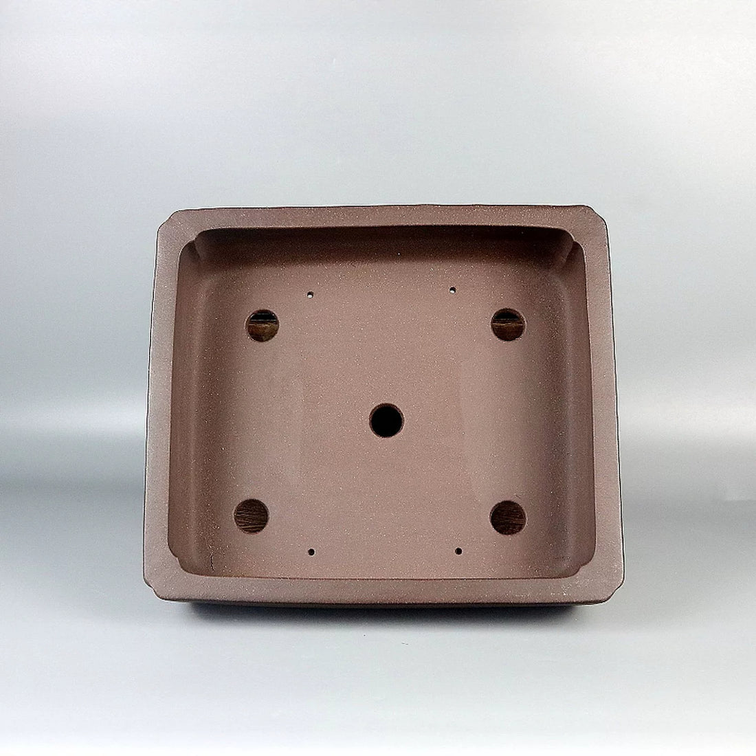 9.6 inch (24.5cm) Rectangular Indented Corner Unglazed Premium Bonsai Pot Inner View