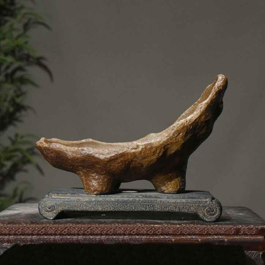 9.8" (25cm) Handcrafted Abstract Crescent Bonsai Pot