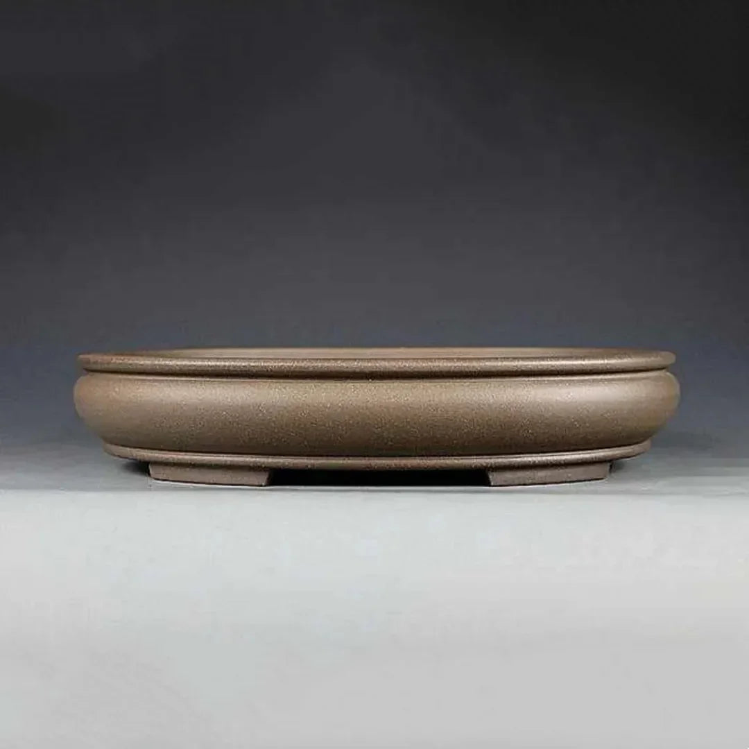 9.8 inch (25cm) Oval Shallow Premium Traditional Unglazed Bonsai Pot