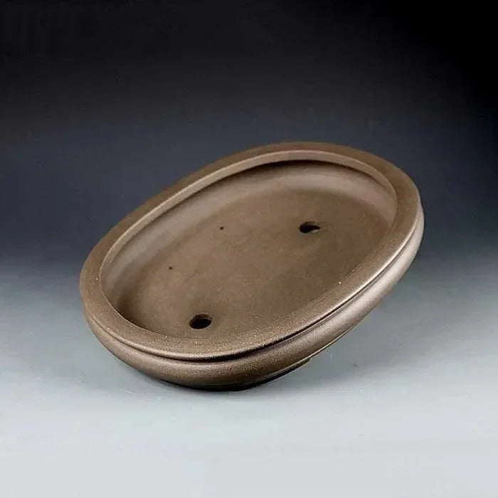 9.8" (25cm) Oval Shallow Premium Traditional Unglazed Bonsai Pot Inner View