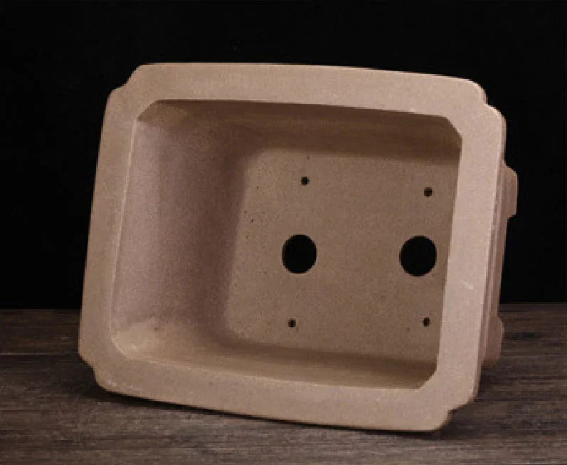 9.8" (25cm) Rectangular Flared Rim Unglazed Bonsai Pot Inner View