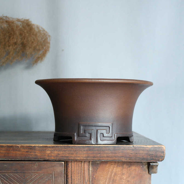 9.8 inch (25cm) Large 5.1 inch (13cm) Deep Round Premium Semi Cascade Bonsai Pot