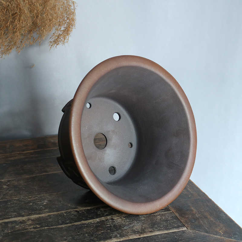 9.8 inch (25cm) Large 5.1 inch (13cm) Deep Round Premium Semi Cascade Bonsai Pot Inner View