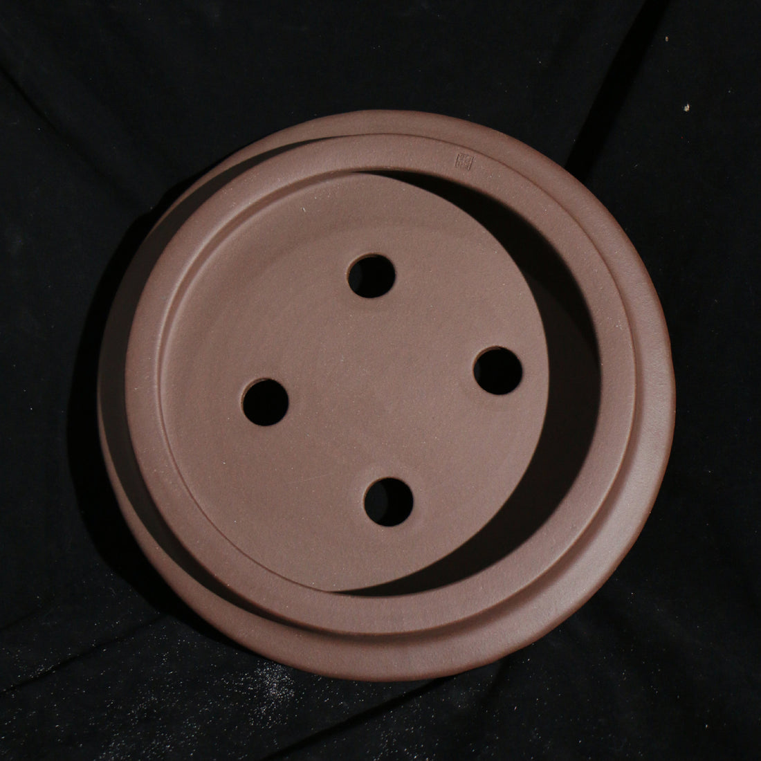 9.8 inch (25cm) Round Unglazed Shallow Bonsai Pot with Encircling Mid-Body Raised Band Inner View