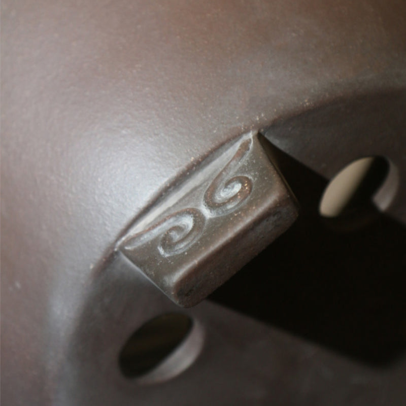 9.8 inch (25cm) Wide 5.3 inch (13.5cm) Deep Flared Round Dark Brown Semi-Cascade Bonsai Pot Close Shot