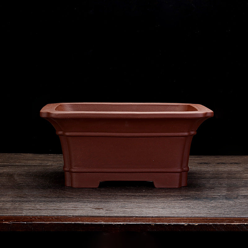 9.9 inch (25.2cm) Large 4.4 inch (11.2cm) Deep Flared Rectangular Unglazed Bonsai Pot