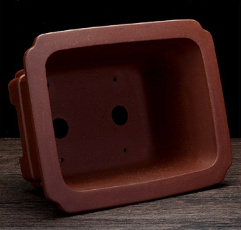 9.9 inch (25.2cm) Large 4.4 inch (11.2cm) Deep Flared Rectangular Unglazed Bonsai Pot Inner View