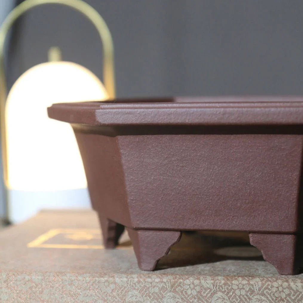 9" (23cm) Hexagonal Premium Yixing Clay Unglazed Bonsai Pot Close Shot