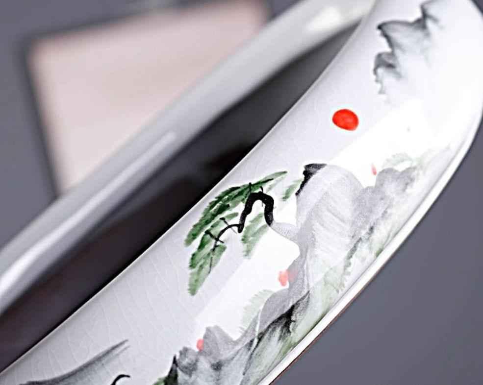 9" Artistic Landscape Oval Bonsai Pot