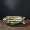 9 inch (23 cm) Unique Handmade Glazed Bonsai Pot in Organic Form Patina Green Color