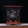 9 inch (23cm) Deep Flared Hexagonal Premium Poetic Style Cascade Bonsai Pots Black Color