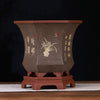 9 inch (23cm) Deep Flared Hexagonal Premium Poetic Style Cascade Bonsai Pots Brown Color