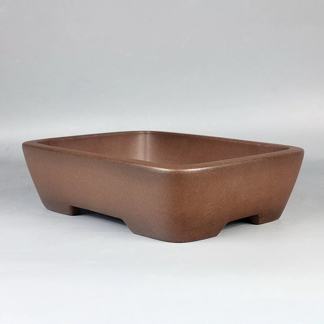 9 inch (23cm) Medium-Sized Flared Rectangular Unglazed Premium Bonsai Pot Corner View