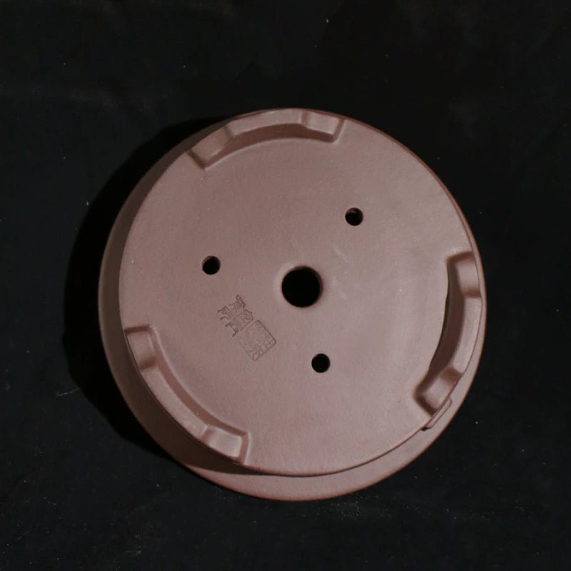 9 inch (23cm) Round Wide-Rim Traditional Unglazed Raised Feet Bonsai Pot Bottom View