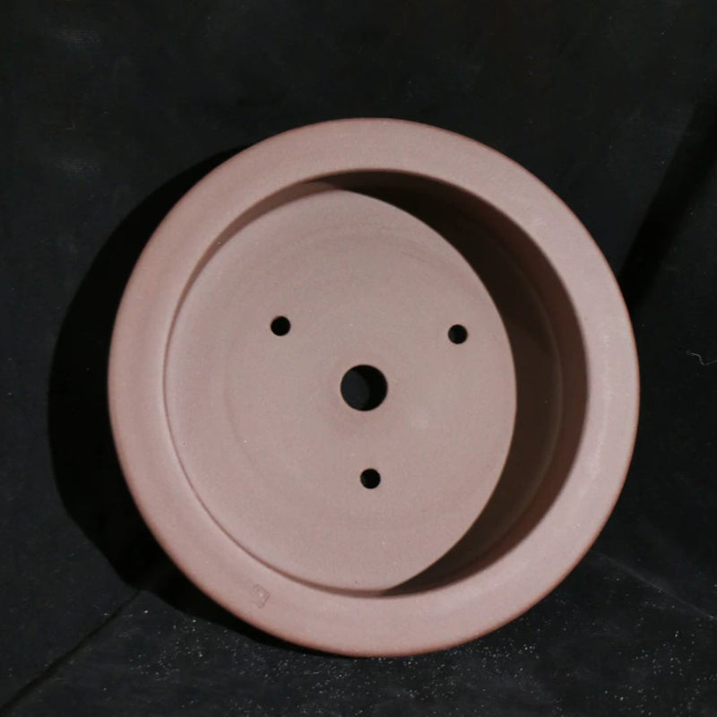 9 inch (23cm) Round Wide-Rim Traditional Unglazed Raised Feet Bonsai Pot Inner View