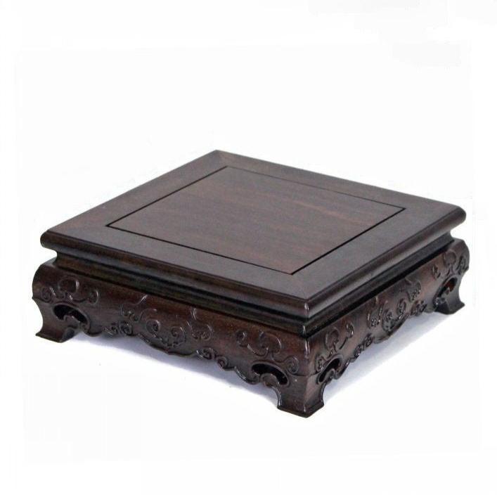 Multi-Sized Antique Style Dark Brown Square Wooden Bonsai Stands - Potscape