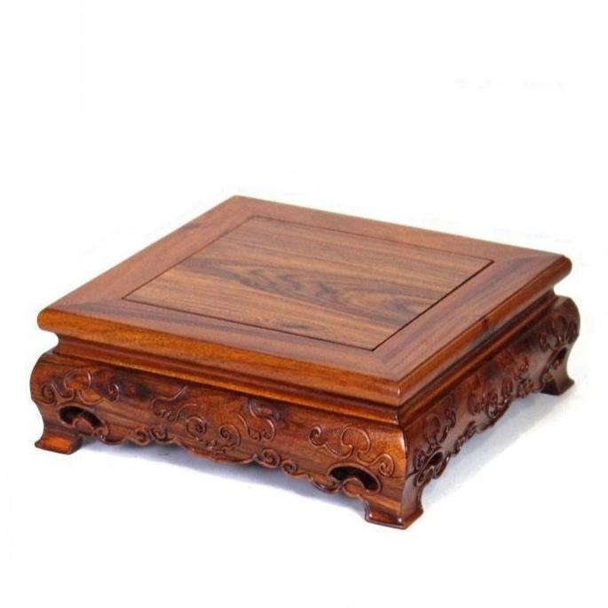 Multi-Sized Antique Style Reddish Brown Square Wooden Bonsai Stands - Potscape