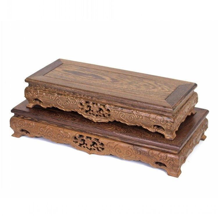Multi-Sized Antique Style Wooden Brown Long Bonsai Stands - Ideal for Multi-Bonsai Arrangements - Potscape