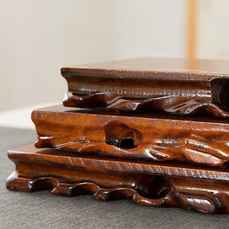 Multi-Sized Rectangular Carved Wooden Premium Bonsai Stands - Potscape