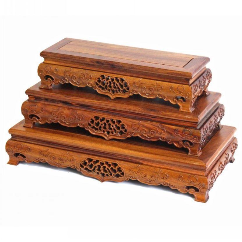 Multi-Sized Reddish Brown Long Wooden Bonsai Stands - Ideal for Multi-Bonsai Arrangements - Potscape