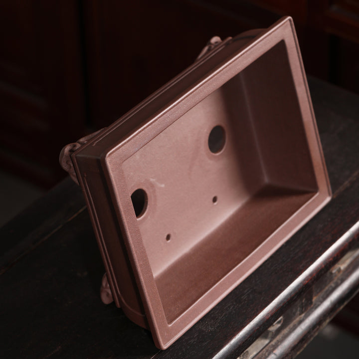 13.5" (34.5cm) Traditional Yixing Clay Handmade Rectangular Bonsai Pot Inner View