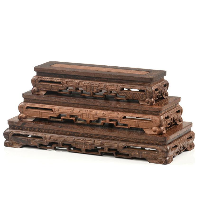 Set of 3 Multi-Sized Long Wooden Bonsai Stands - Ideal for Arranging Multiple Bonsais - Potscape