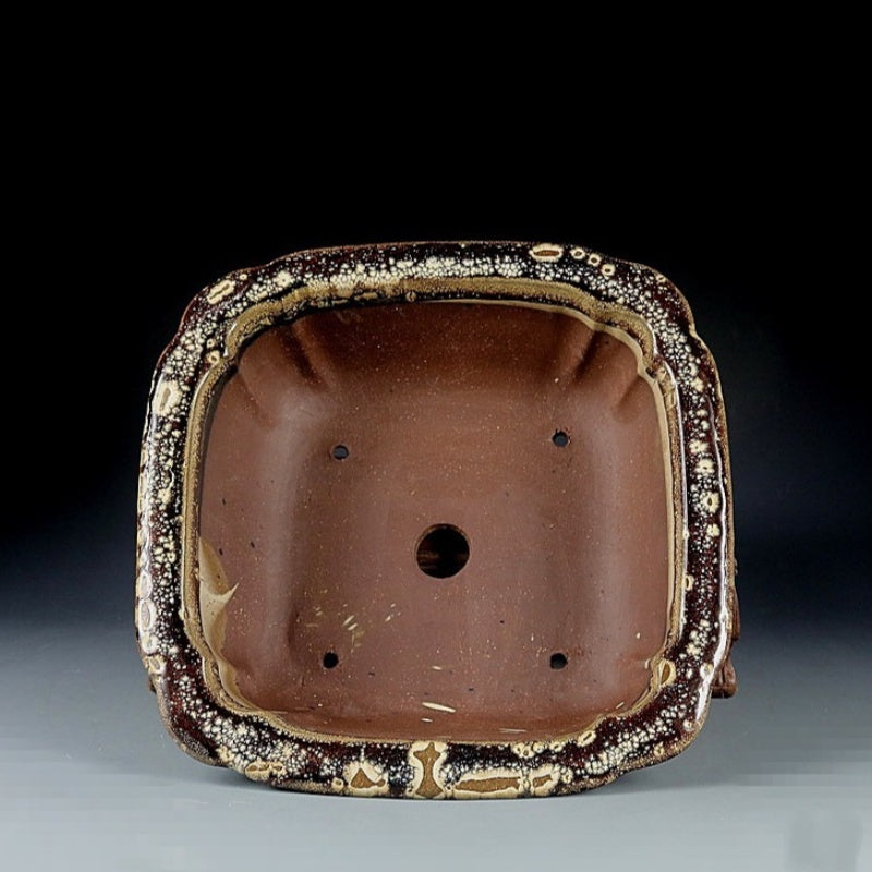 8.4" (21.5cm) mittelgroßer quadratischer exklusiver Tropfglasur-Bonsaitopf